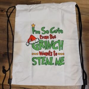 Grinch Drawstring Cinch Bag Backpack, Christmas, Holiday 💚 C4